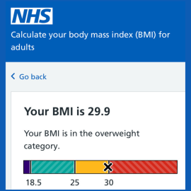 Thursday 7 August – No longer obese, just overweight!